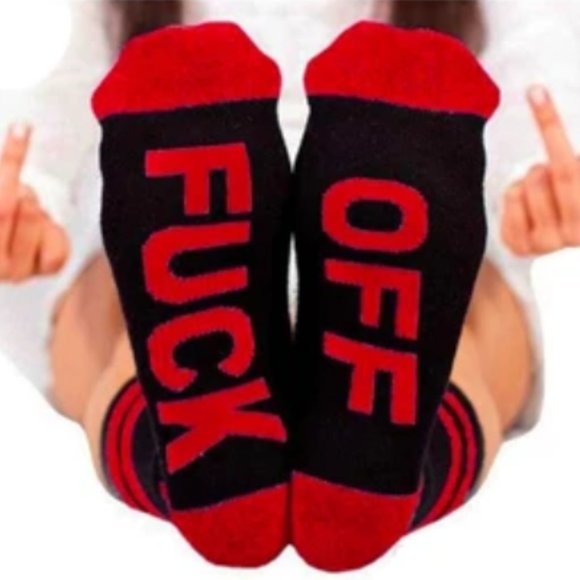 Unisex F**k Off Socks - Red and Black - Picture 1 of 1